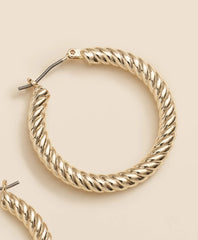 Gold-Plated Twisted Hoop Earrings