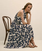 Halter Dress in Abstract Floral Print