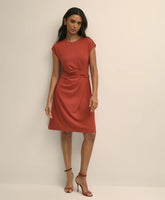 Jersey Cap-Sleeve Twisted-Detail Dress