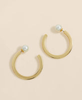 Large Hoop Earrings with Faux-Pearl Back Closure