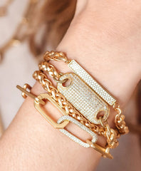 Loni Paul Gold Rectangle Paperclip Bracelet in 14K Plated Gold