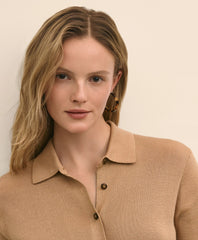 Mercerized Cotton Polo Cardigan