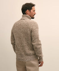 Merino-Cashmere Marled English-Rib Turtleneck
