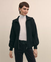 Merino Wool Blend Peplum Zip Cardigan