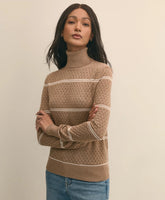 Merino Wool Striped Pointelle Turtleneck