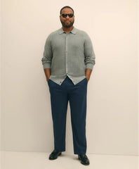 Mini-Cable Knit Polo Cardigan, Big & Tall