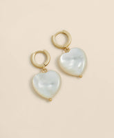 Mother-of-Pearl Gold-Toned Heart Hoop Earrings