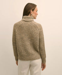 Alpaca-Wool Blend Relaxed Shimmer Turtleneck Sweater