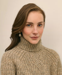 Alpaca-Wool Blend Relaxed Shimmer Turtleneck Sweater