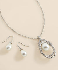 Orbital Interlocking Faux- Pearl and Crystal Set