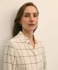 Relaxed Silk Windowpane Blouse