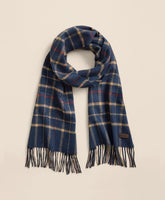 Plaid Camel Hair Windowpane Fringed Scarf