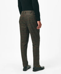 Pleated Side-Tab Pants in Check Cotton Blend