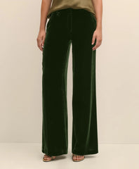 Silk Blend Drapey Velvet Wide-Leg Trouser