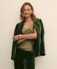 Silk-Blend One-Button Velvet Jacket