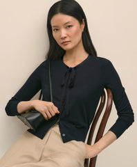 Silk-Blend Bow-Neck Cardigan