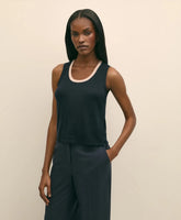 Silk-Blend Tipped Sleeveless Sweater Shell