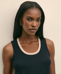 Silk-Blend Tipped Sleeveless Sweater Shell