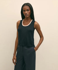 Silk-Blend Tipped Sleeveless Sweater Shell