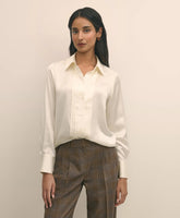 Silk Charmeuse Pintucked Blouse