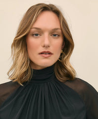 Silk Contrast-Sleeve Blouse