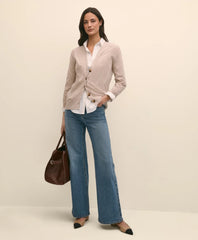 Silk Marled Knit Relaxed Cardigan