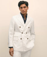 Slim Fit Cotton-Linen Herringbone Double-Breasted Suit Jacket