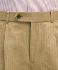 Slim Fit Cotton-Linen Herringbone Single-Pleat Suit Pants