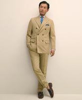 Slim Fit Cotton-Linen Herringbone Single-Pleat Suit Pants