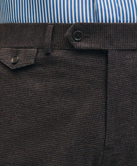 Slim Fit Mini-Houndstooth Suit Pants in Brushed-Cotton