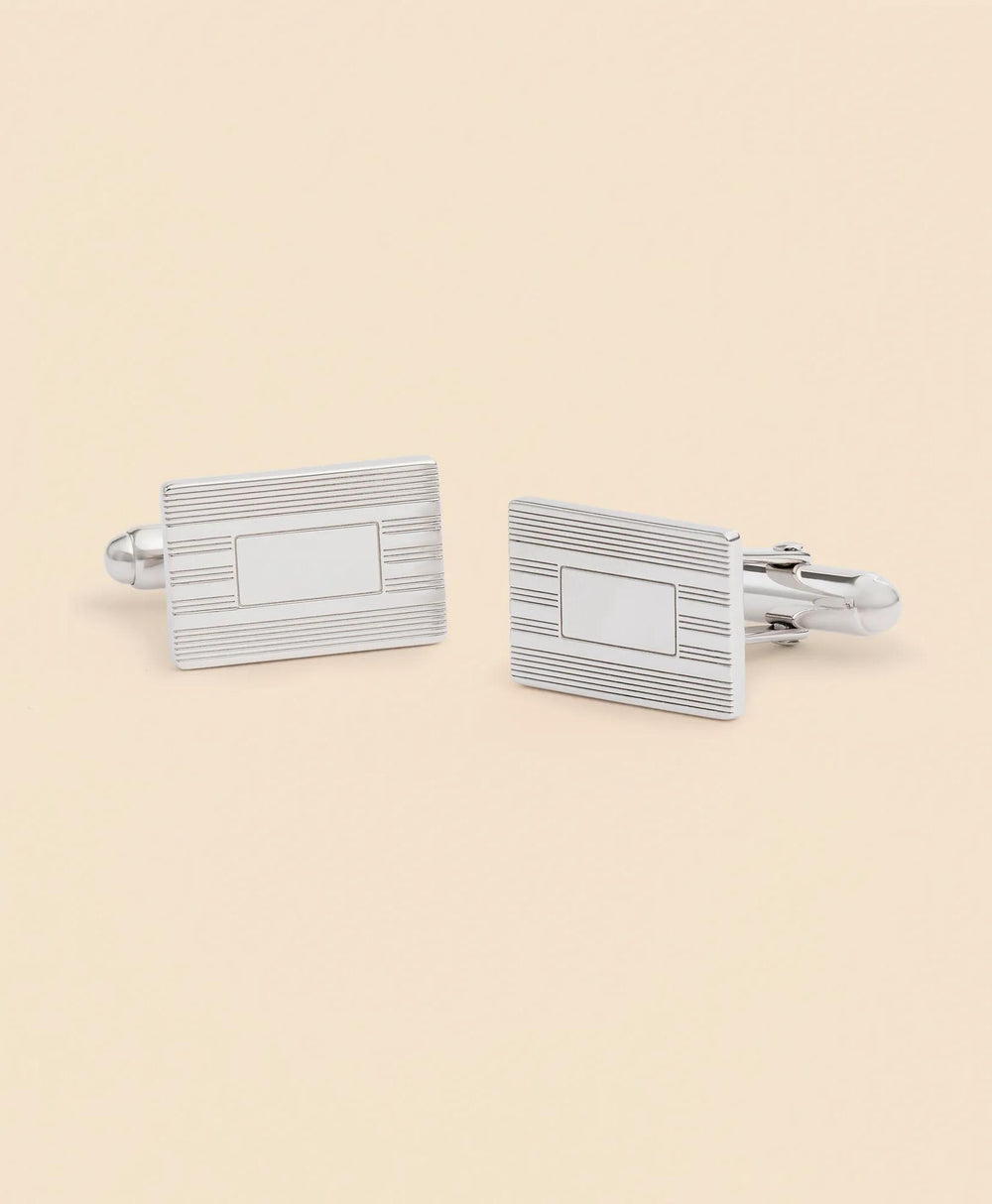 Sterling Silver Engravable Rhodium-Plated Cufflinks