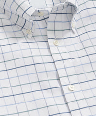 Stretch Cotton Non-Iron Oxford Polo Button Down Collar, Fine Windowpane Shirt