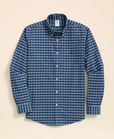 Stretch Cotton Non-Iron Oxford Polo Button Down Collar, Mini Tartan Shirt