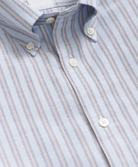 Stretch Cotton Non-Iron Oxford Polo Button Down Collar, Striped Shirt