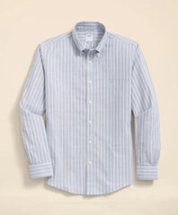 Stretch Cotton Non-Iron Oxford Polo Button Down Collar, Striped Shirt