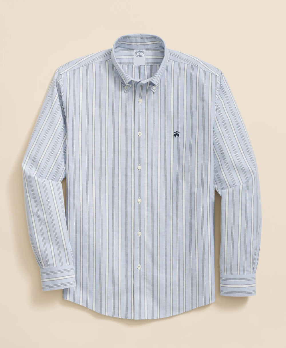 Stretch Non-Iron Oxford Button-Down Collar, Outline Stripe Sport Shirt