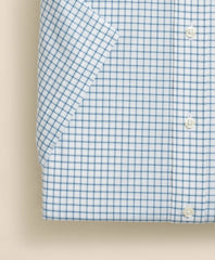 Stretch Supima® Cotton Non-Iron Broadcloth Ainsley Collar, Windowpane Short-Sleeve Dress Shirt
