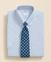 Stretch Supima® Cotton Non-Iron Polo Button Down Collar, Mini Stripe Short-Sleeve Dress Shirt