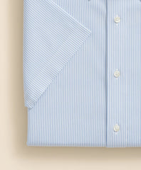 Stretch Supima® Cotton Non-Iron Polo Button Down Collar, Mini Stripe Short-Sleeve Dress Shirt