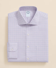 Stretch Supima® Cotton Non-Iron Royal Oxford English Spread Collar, Checked Dress Shirt