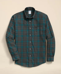 Stretch Supima® Cotton Non-Iron Twill Polo Button Down, Plaid Sport Shirt