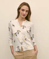 Cotton Cardigan in Bird Print