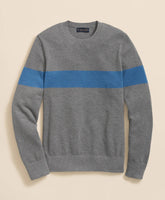 Supima® Cotton Crewneck Chest Stripe Sweater