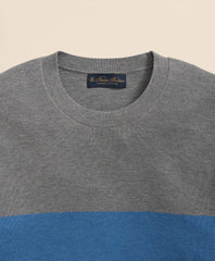 Supima® Cotton Crewneck Chest Stripe Sweater