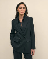The Essentials Double-Breasted Peak Lapel Jacket in Wool Blend