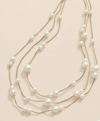 Triple Strand Faux-Pearl Necklace