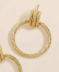 Vintage-Inspired Textured Door Knocker Hoop Earrings
