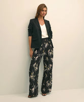Easy Fit, Elastic Back Wide-Leg Soft Bird Print Pants