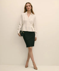 Viscose Pleated Peplum Blouse