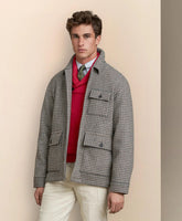 Wool Blend Double-Faced Guncheck Walking Coat